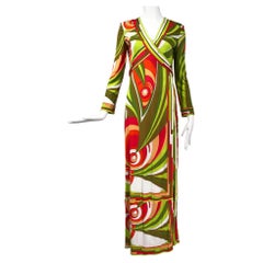 Vintage Pucci V Neck Wrap Palazzo Jumpsuit Maxi Dress 1975