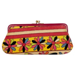 Pucci Velvet Floral Leather Trim Clutch, 1960s