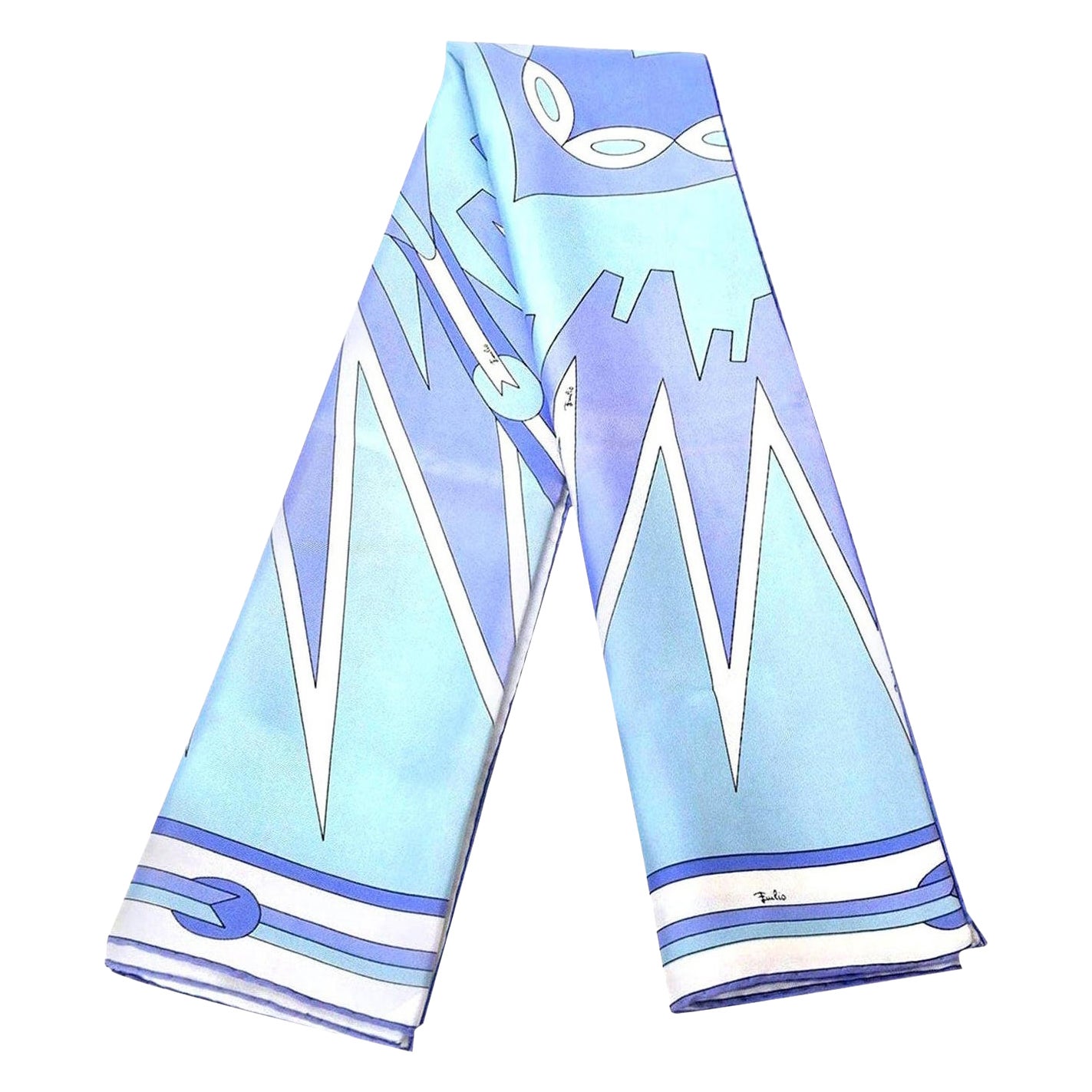 Pucci Vintage Geometric Blue and Purple Square Silk Scarf