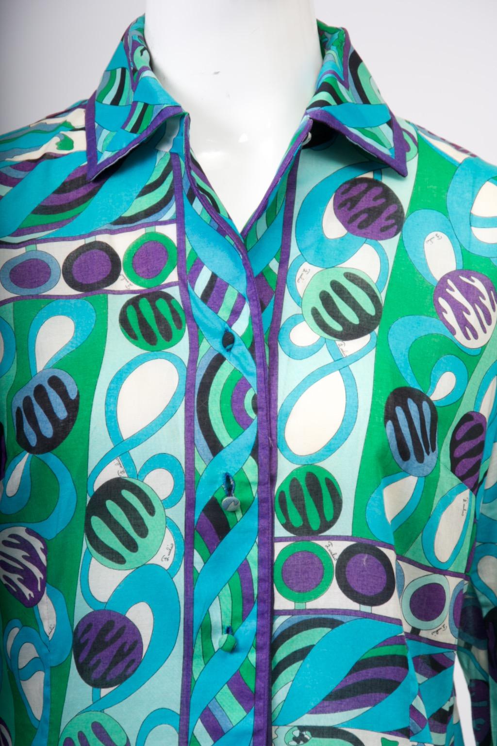 Blu Ensemble di camicia e gonna vintage di Pucci in vendita