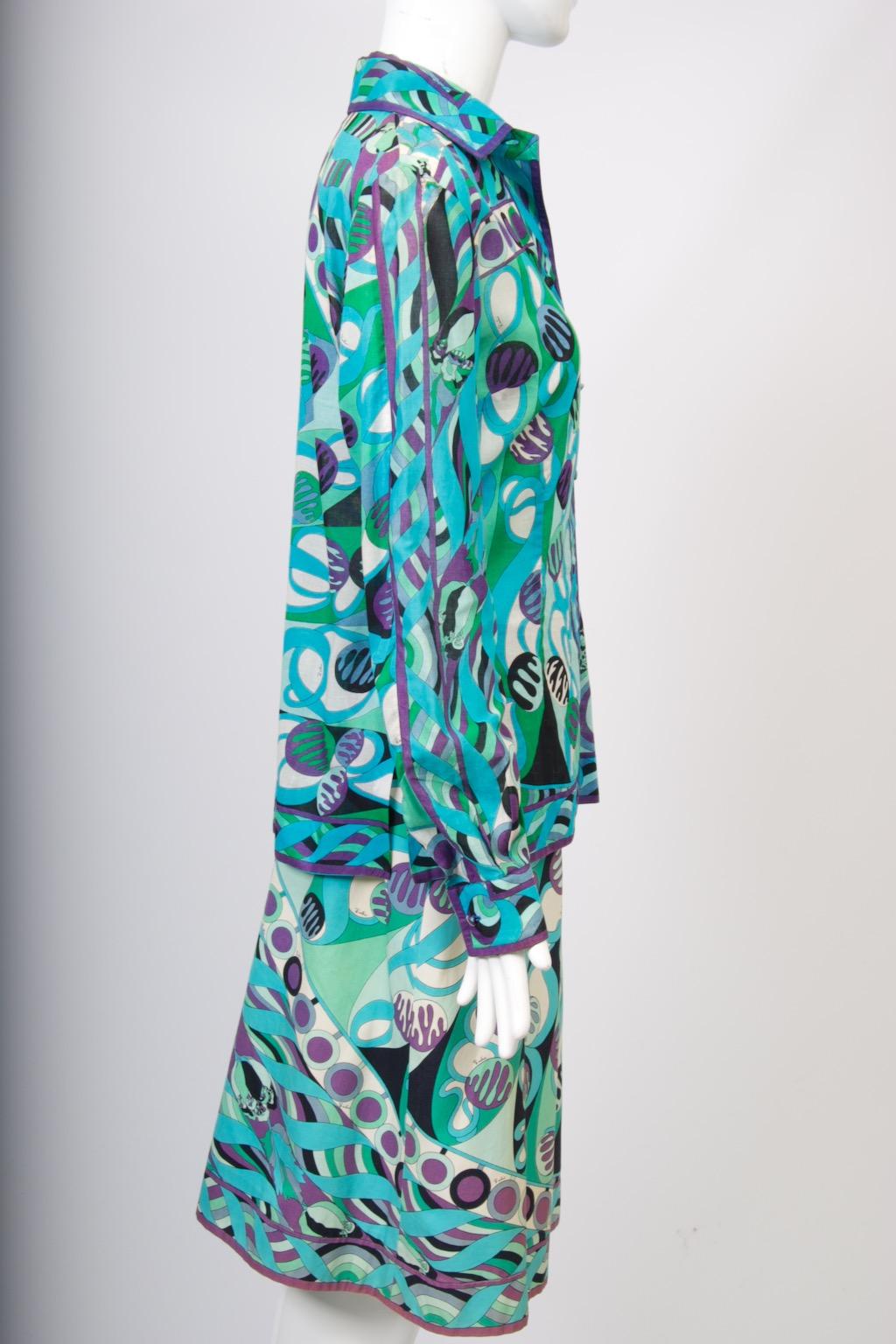 Ensemble di camicia e gonna vintage di Pucci In condizioni buone in vendita a Alford, MA