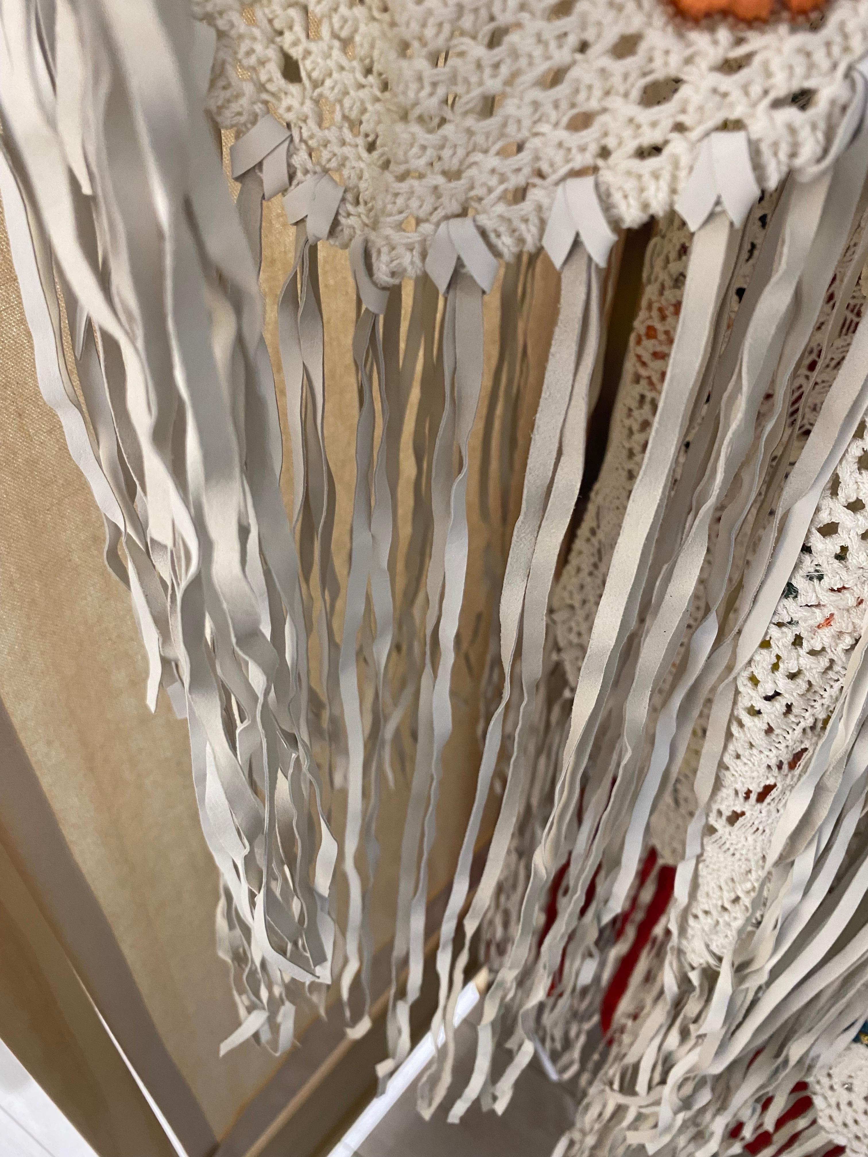 Pucci White  Embroidered Crochet Fringe Shawl or Poncho In Excellent Condition In Beverly Hills, CA