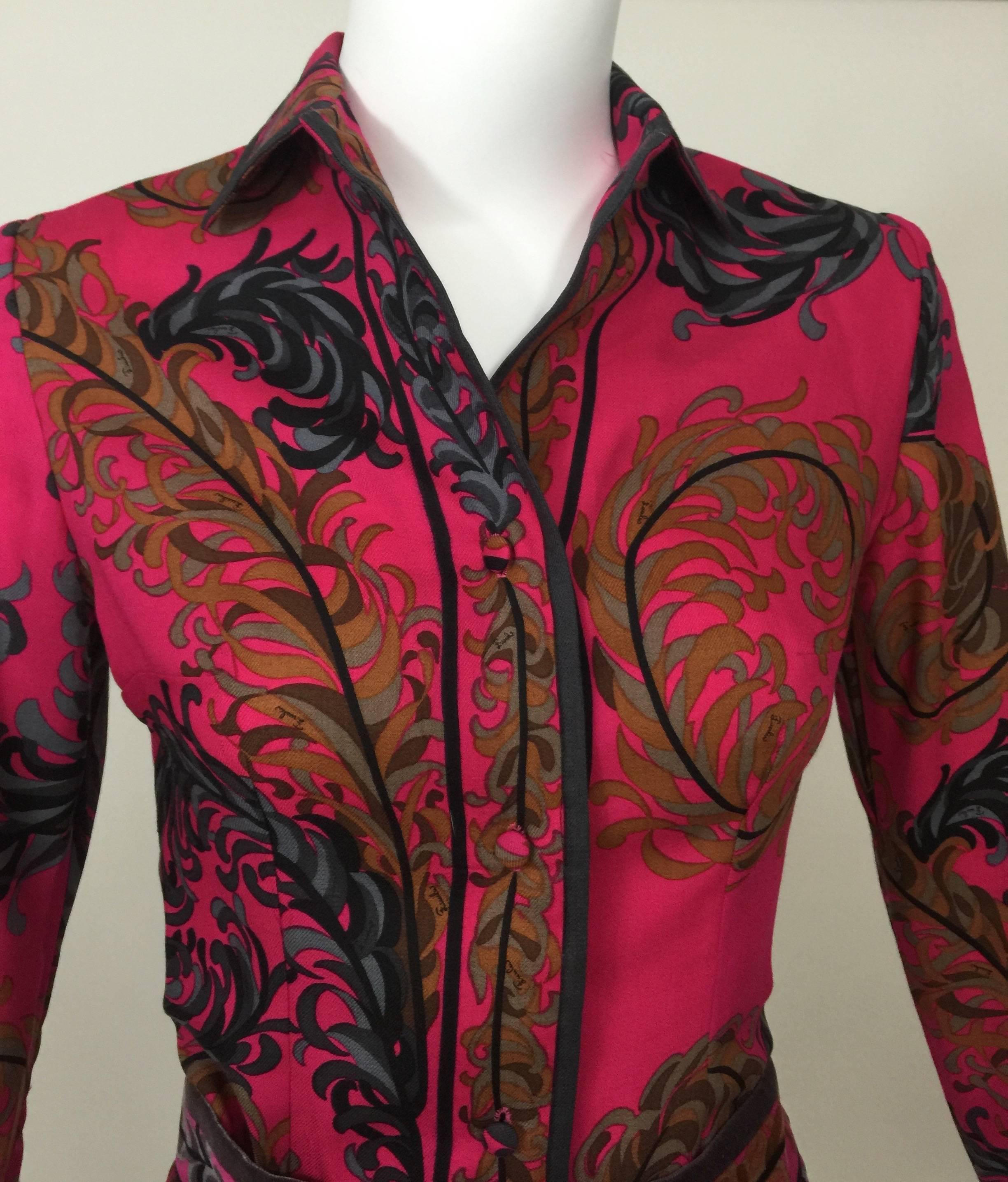Pucci Set aus bedruckter Wolle, Bluse und Maxi-Samtrock, selten, 1970er Jahre im Angebot 3