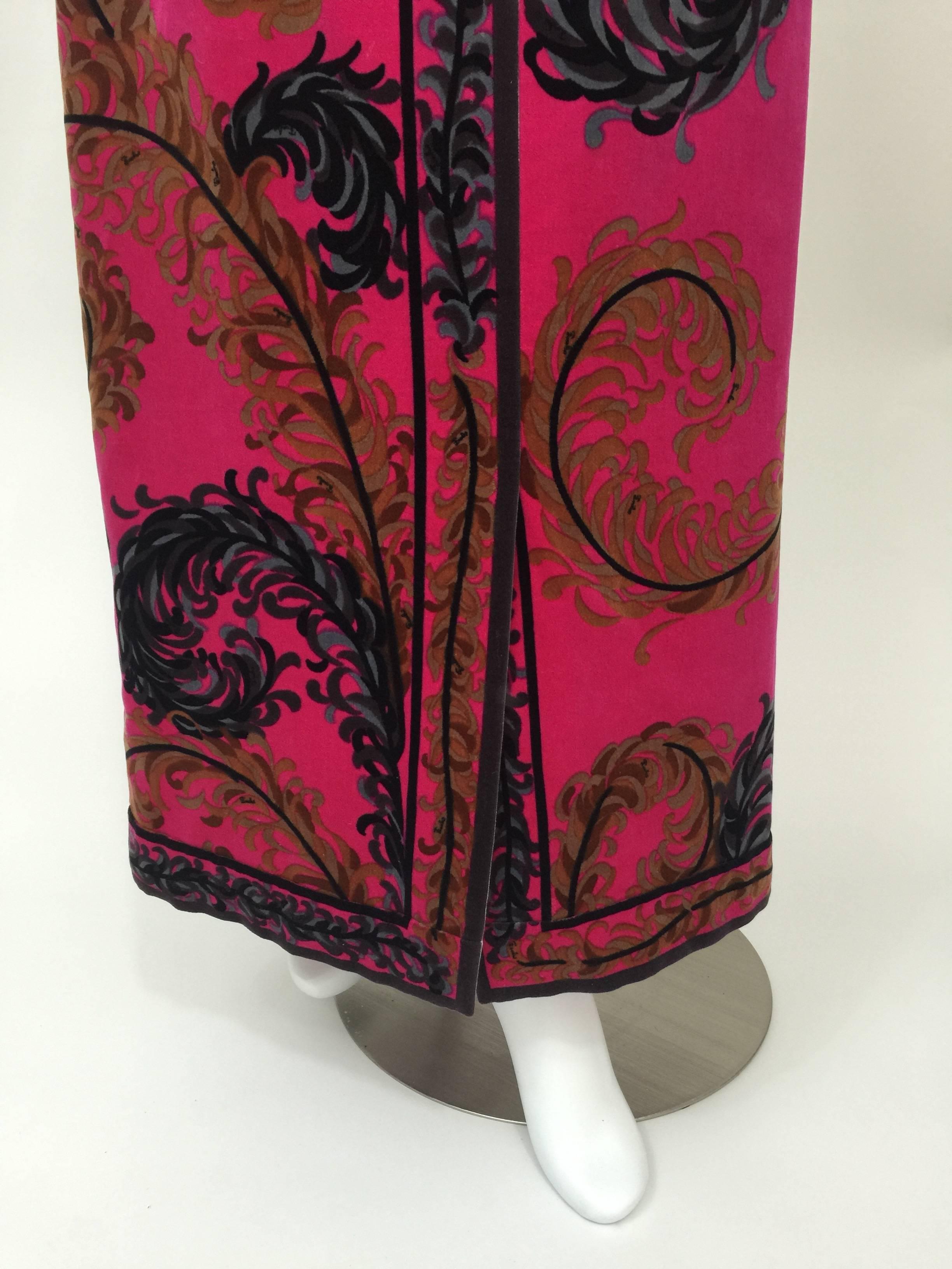 Pucci Set aus bedruckter Wolle, Bluse und Maxi-Samtrock, selten, 1970er Jahre im Angebot 4