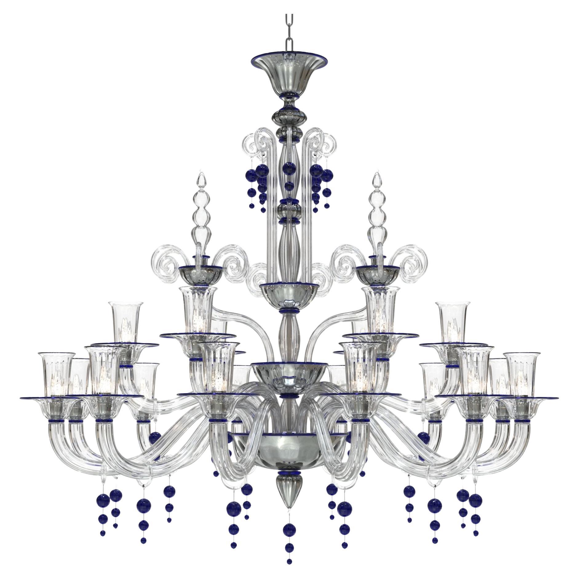 PUCCINI Gran araña de 18 luces de cristal de Murano soplado artesanal