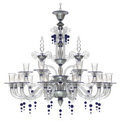 PUCCINI Gran araña de 18 luces de cristal de Murano soplado artesanal