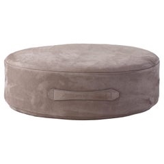 20"Ø x 5" Puck Floor Cushion in Storm Nubuck Leather by Moses Nadel