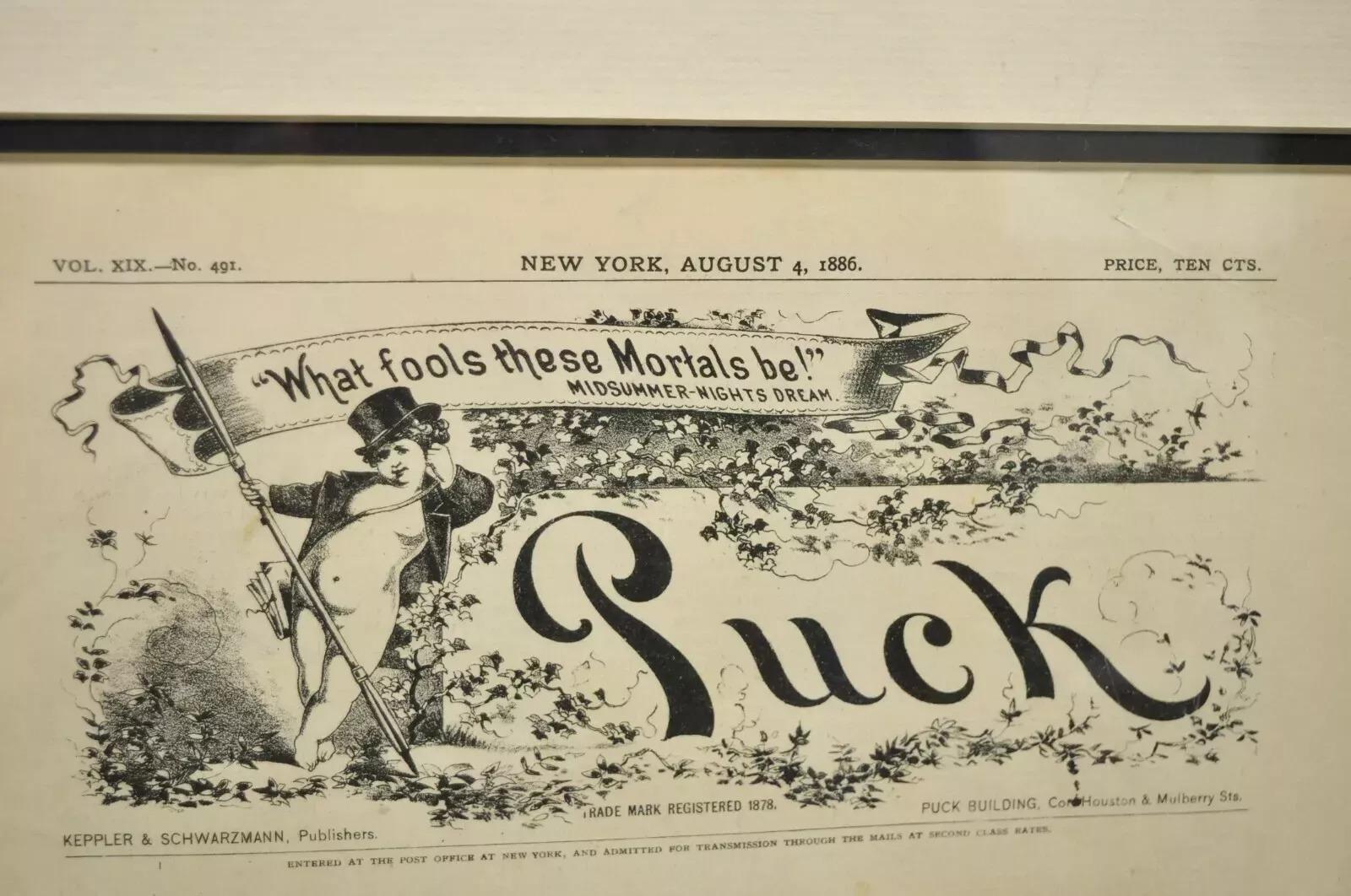 Puck Magazine Politische Illustration Cartoon Lithographie gerahmte Kunst - 7er-Set, gerahmte Kunst im Angebot 3