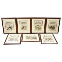 Puck Magazine Political Illustration Cartoon Lithograph Framed Art, Set of 7