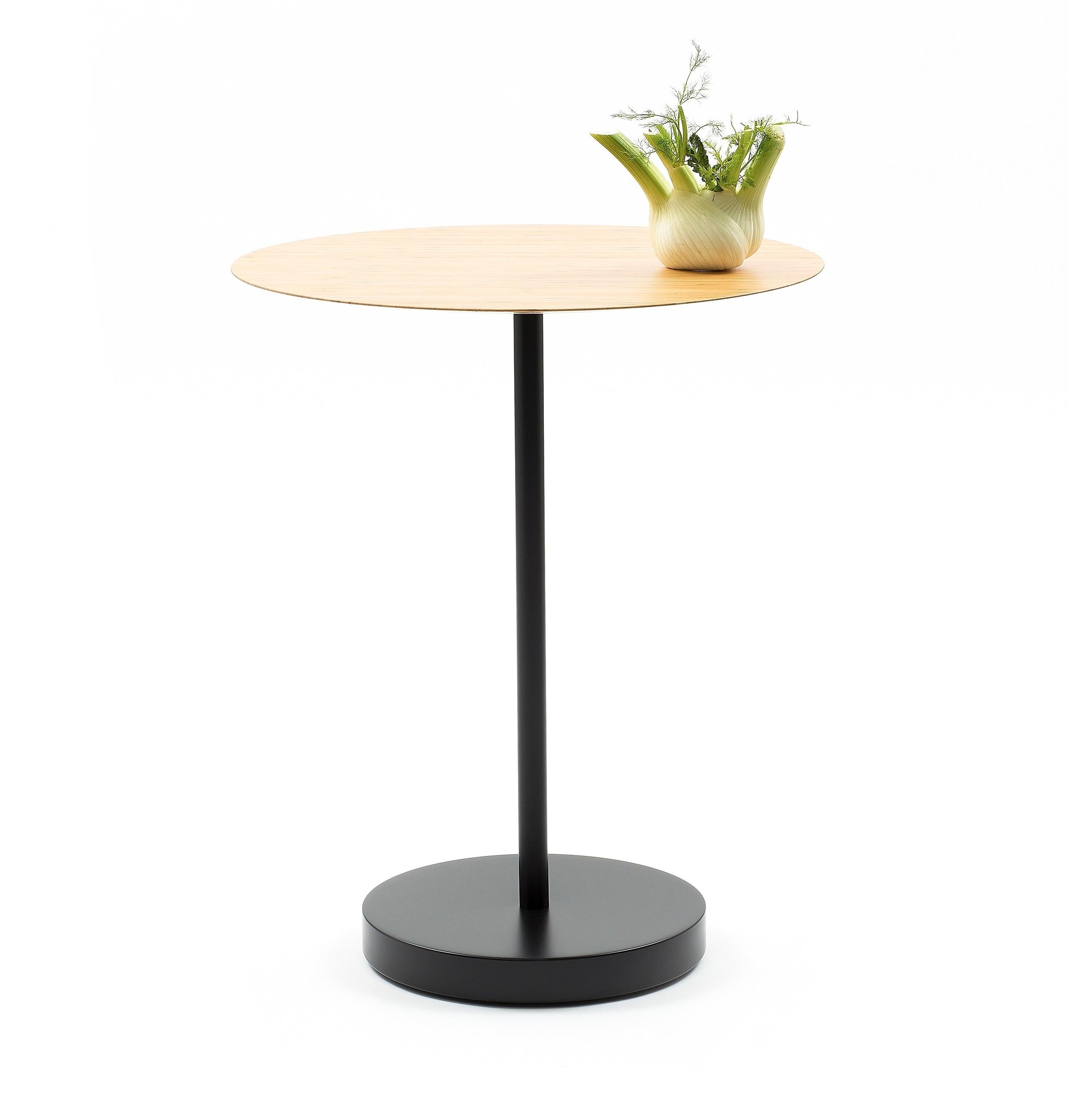 Metal Puck Table, Aluminium base and Wooden top by Claesson Koivisto Rune For Sale