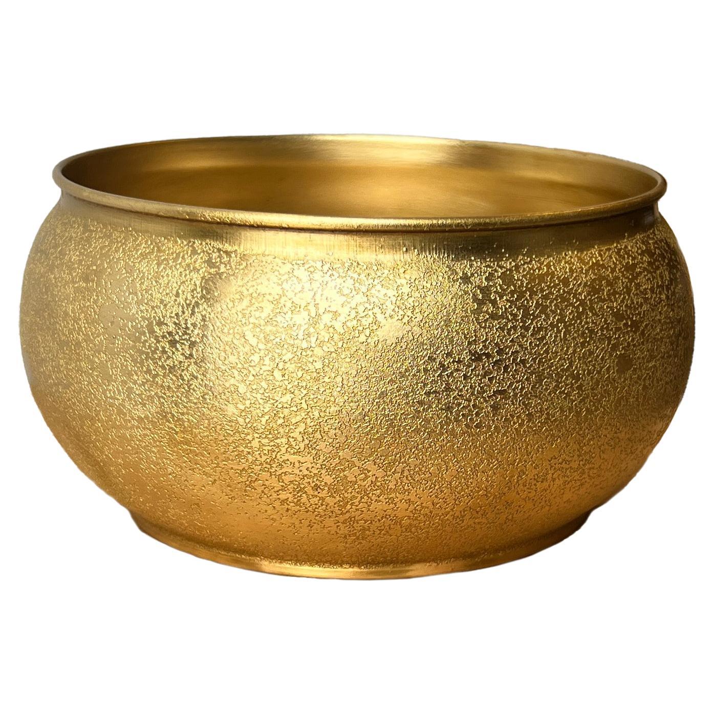 Puco Textured Bronze Bowl Handmade in Chile For Sale