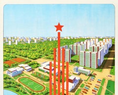 Original Vintage Sport Poster Summer Olympics Moscow '80 Olympic Athlete Village