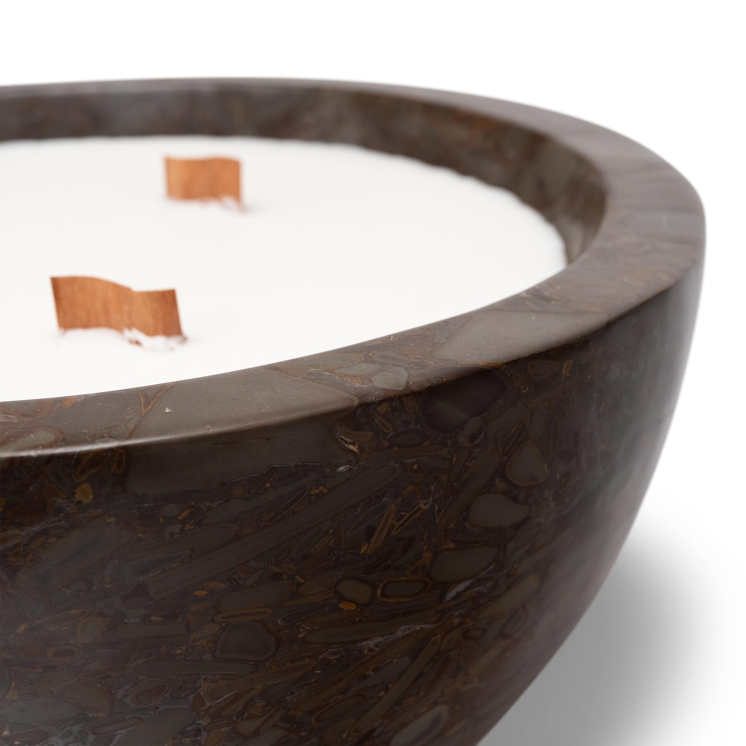 Chinese Puddingstone Basin Santal Candle