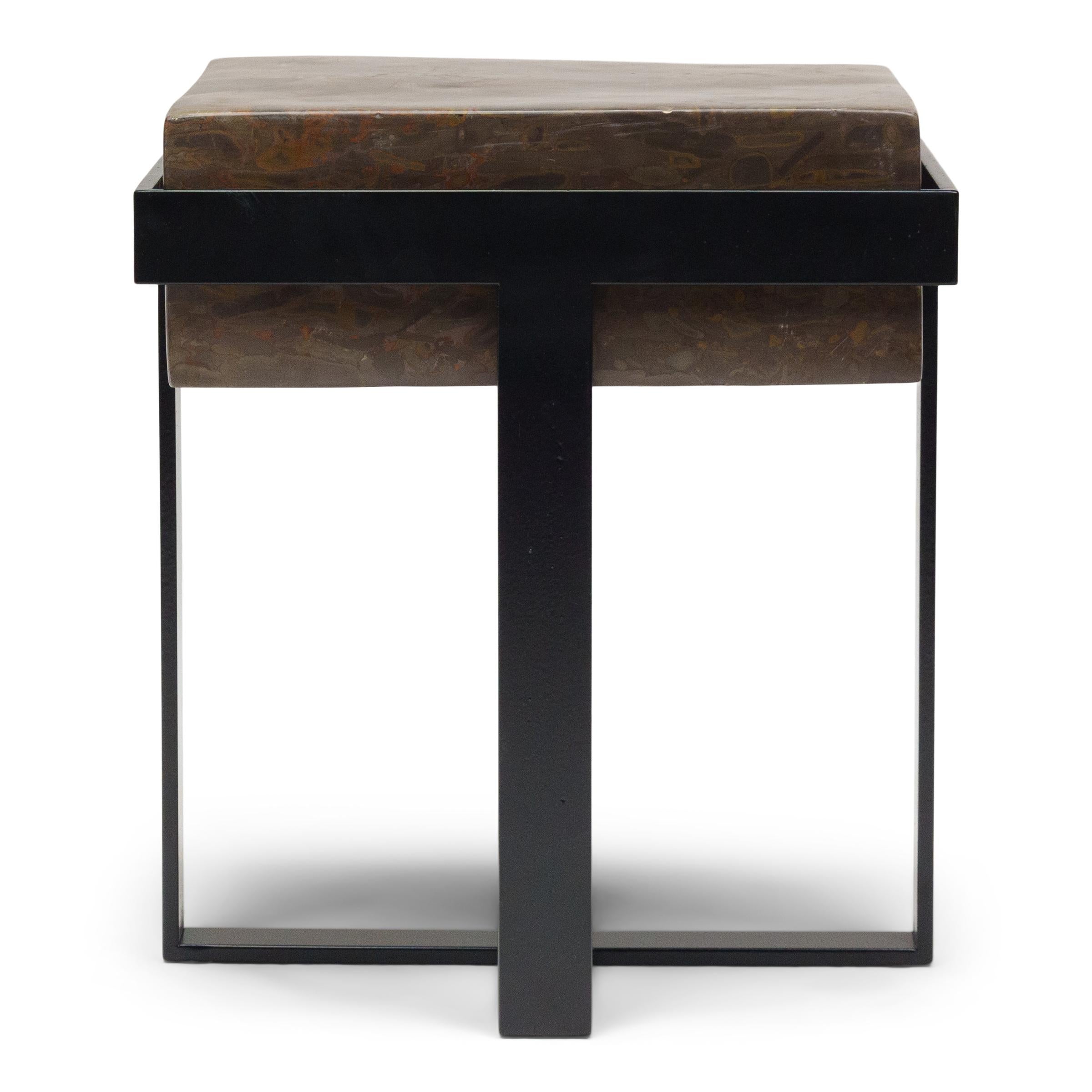 Organic Modern Puddingstone Basin Side Table For Sale