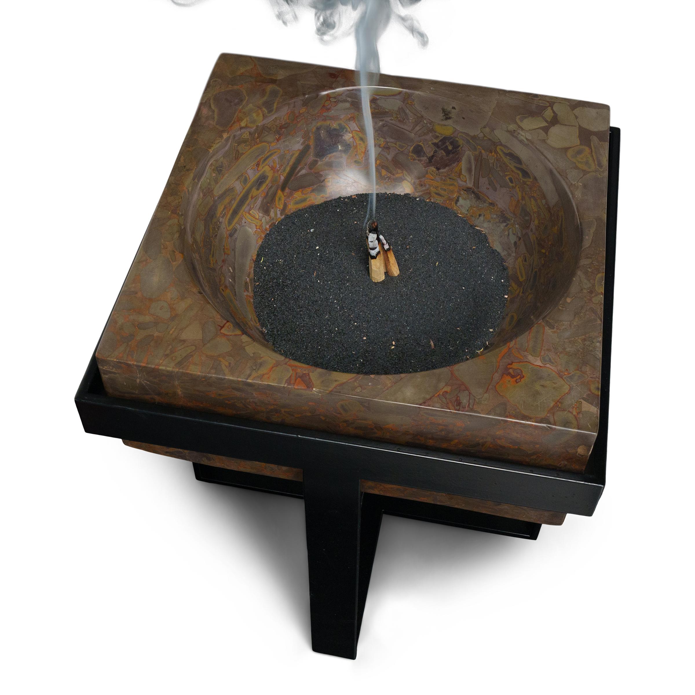 Polished Puddingstone Basin Side Table For Sale