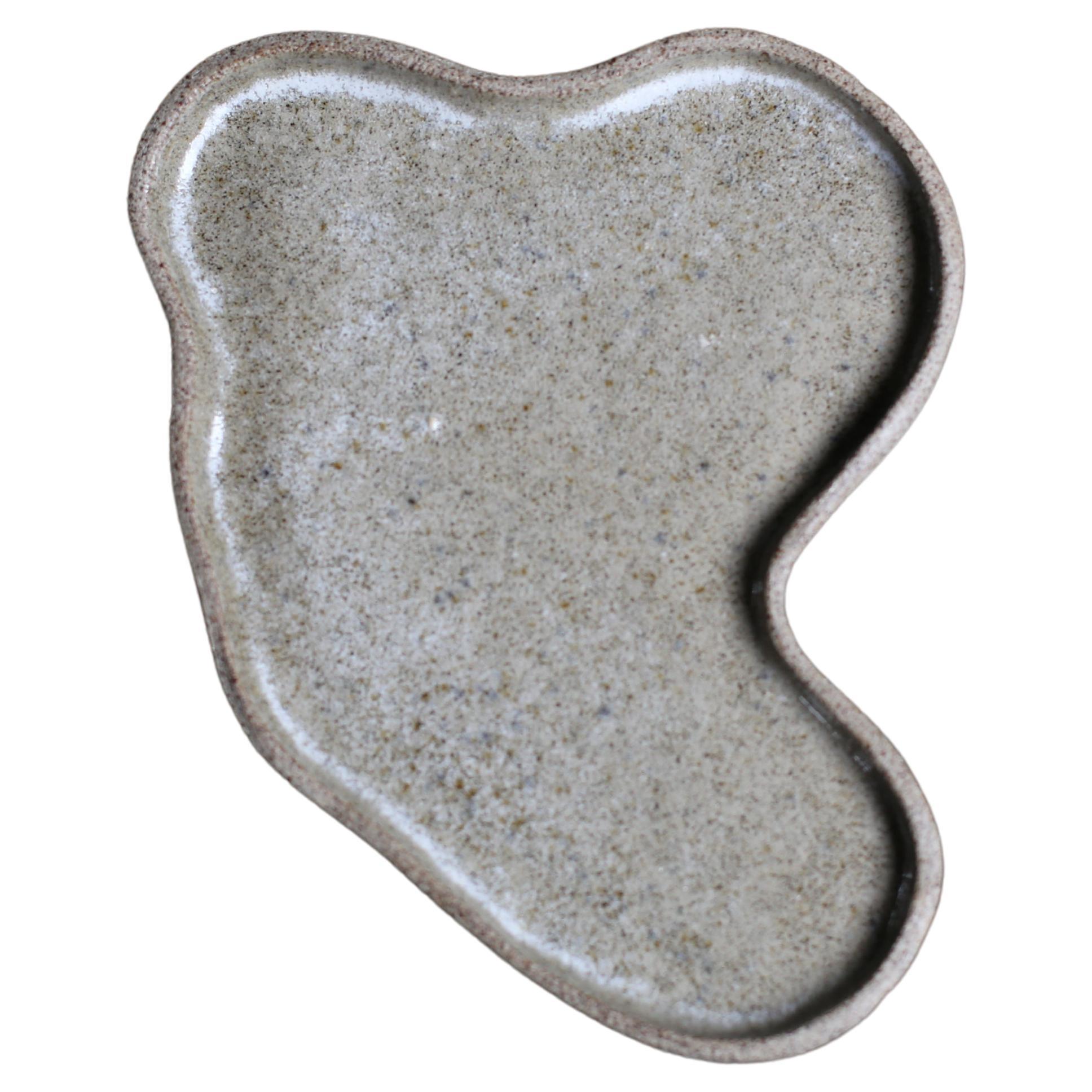 Puddle Plate in Speckled Grey Clay and Sheer Glaze, Medium
