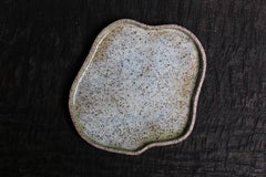 Puddle Plate in Stracciatella Clay and Pastel Blue-Green Glaze, Large