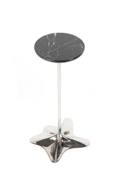 Puddle Table - Polished Bronze or Stainless Steel with Black or White Marble Top
