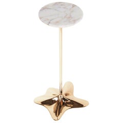 Puddle Table - Polished Bronze or Stainless Steel with Black or White Marble Top