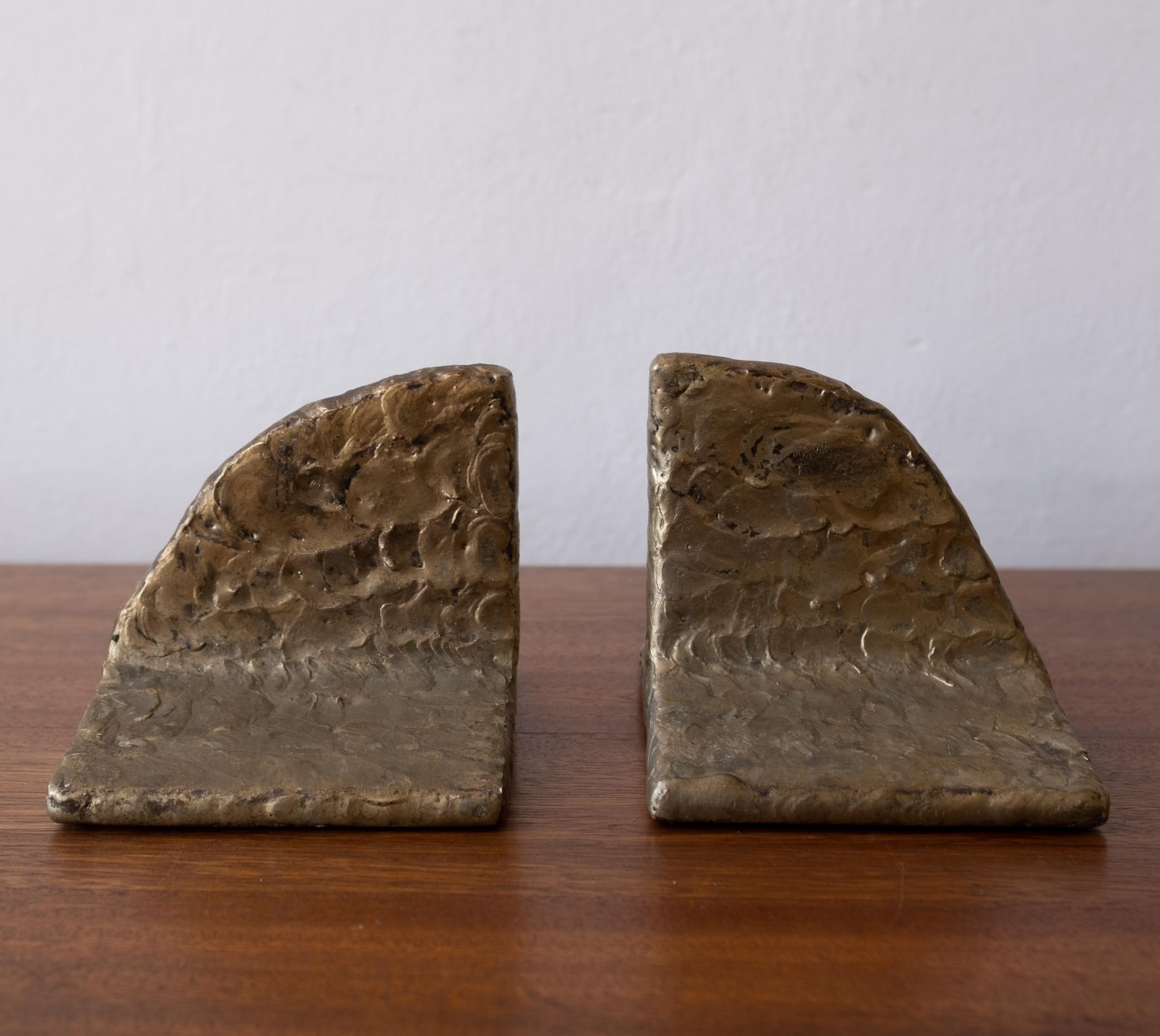 Puddled Bronze Brutalist Bookends In Good Condition In San Diego, CA