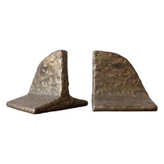 Puddled Bronze Brutalist Bookends