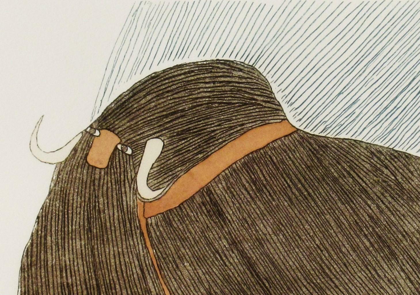 Zorro almizclero agresivo - Figurative Print Marrón de Pudlo Pudlat