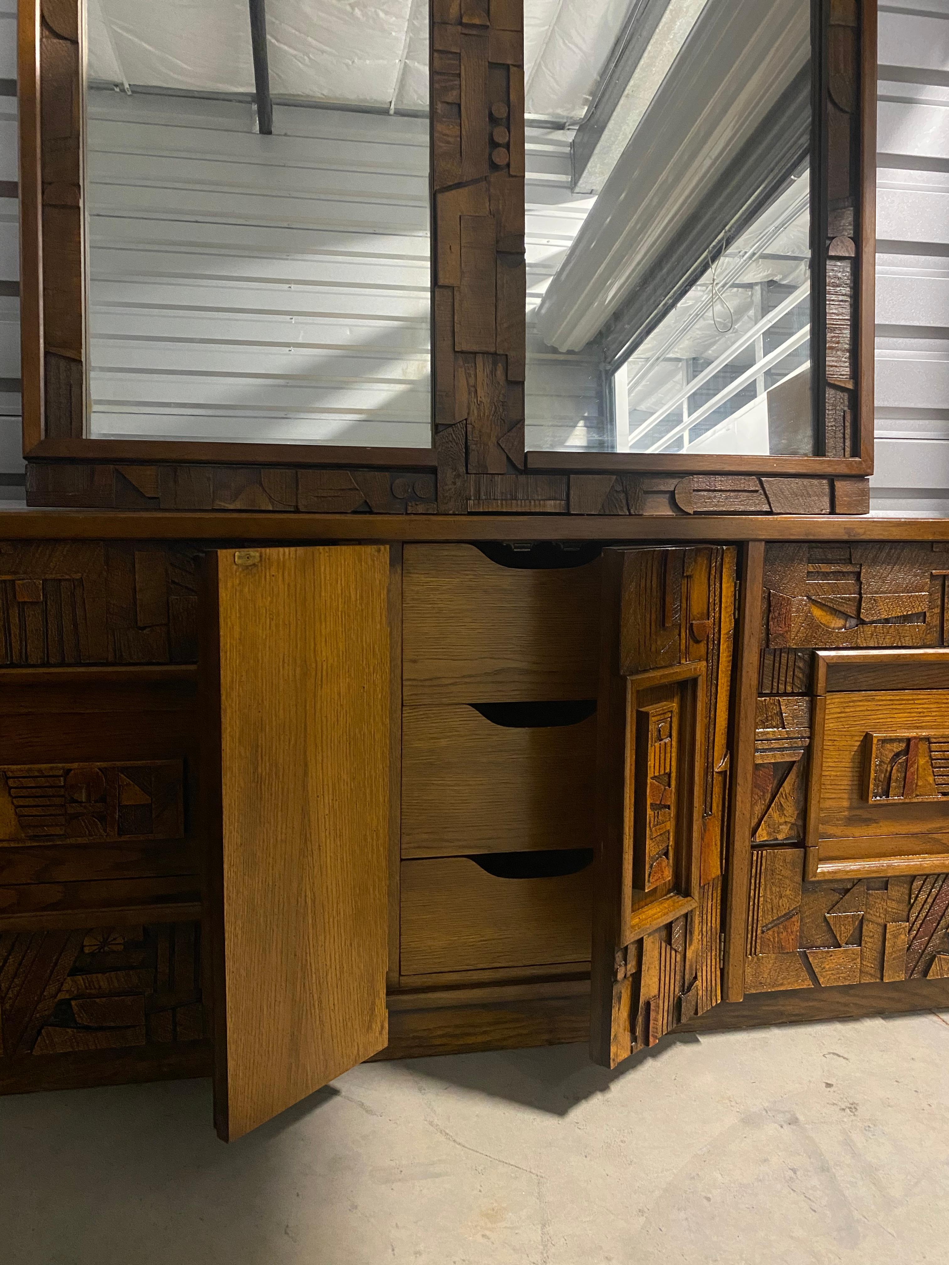 Pueblo Brutalist Dresser by Lane W/ Mirror Mid-Century Modern 5