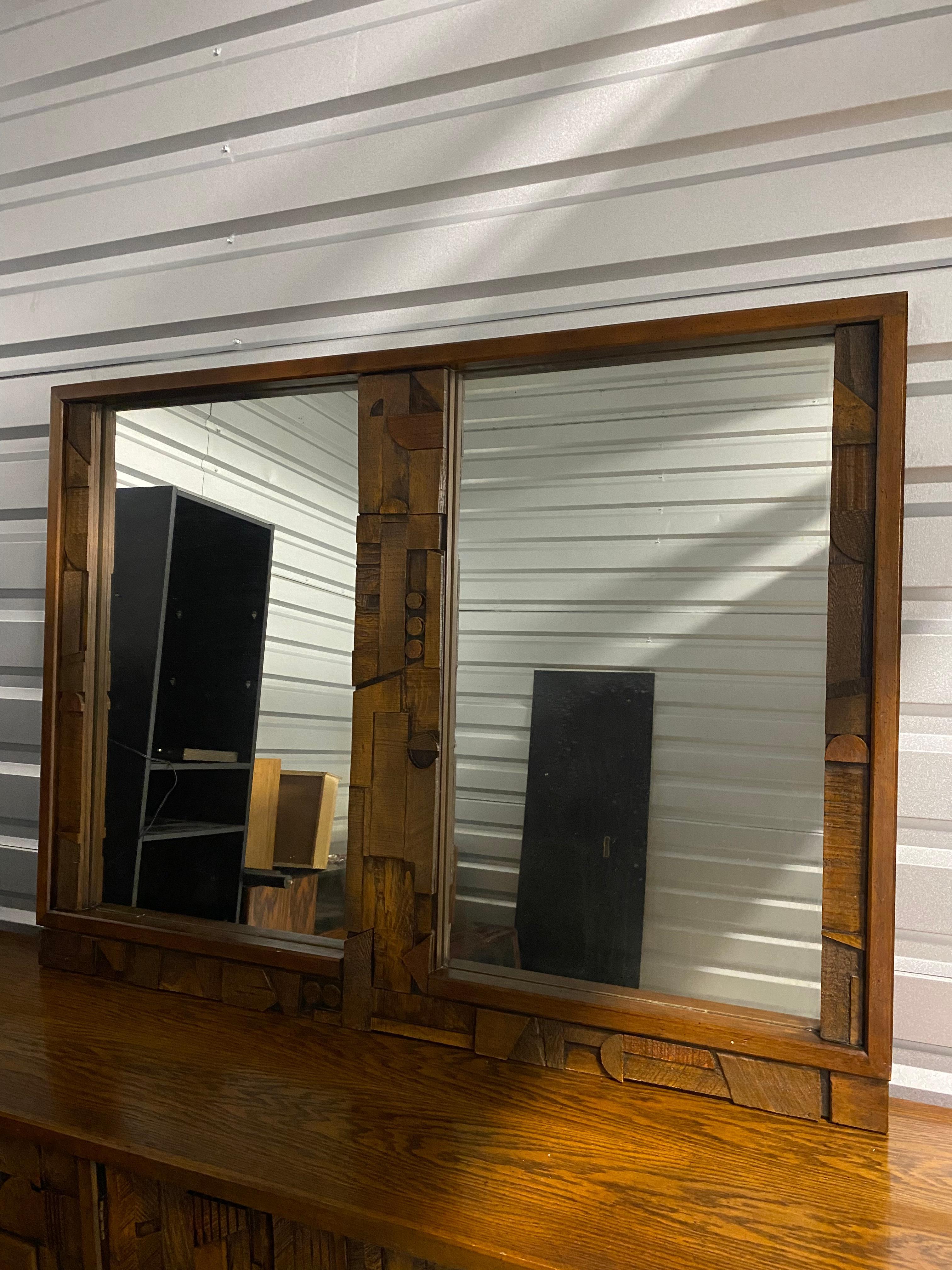 Pueblo Brutalist Dresser by Lane W/ Mirror Mid-Century Modern 6