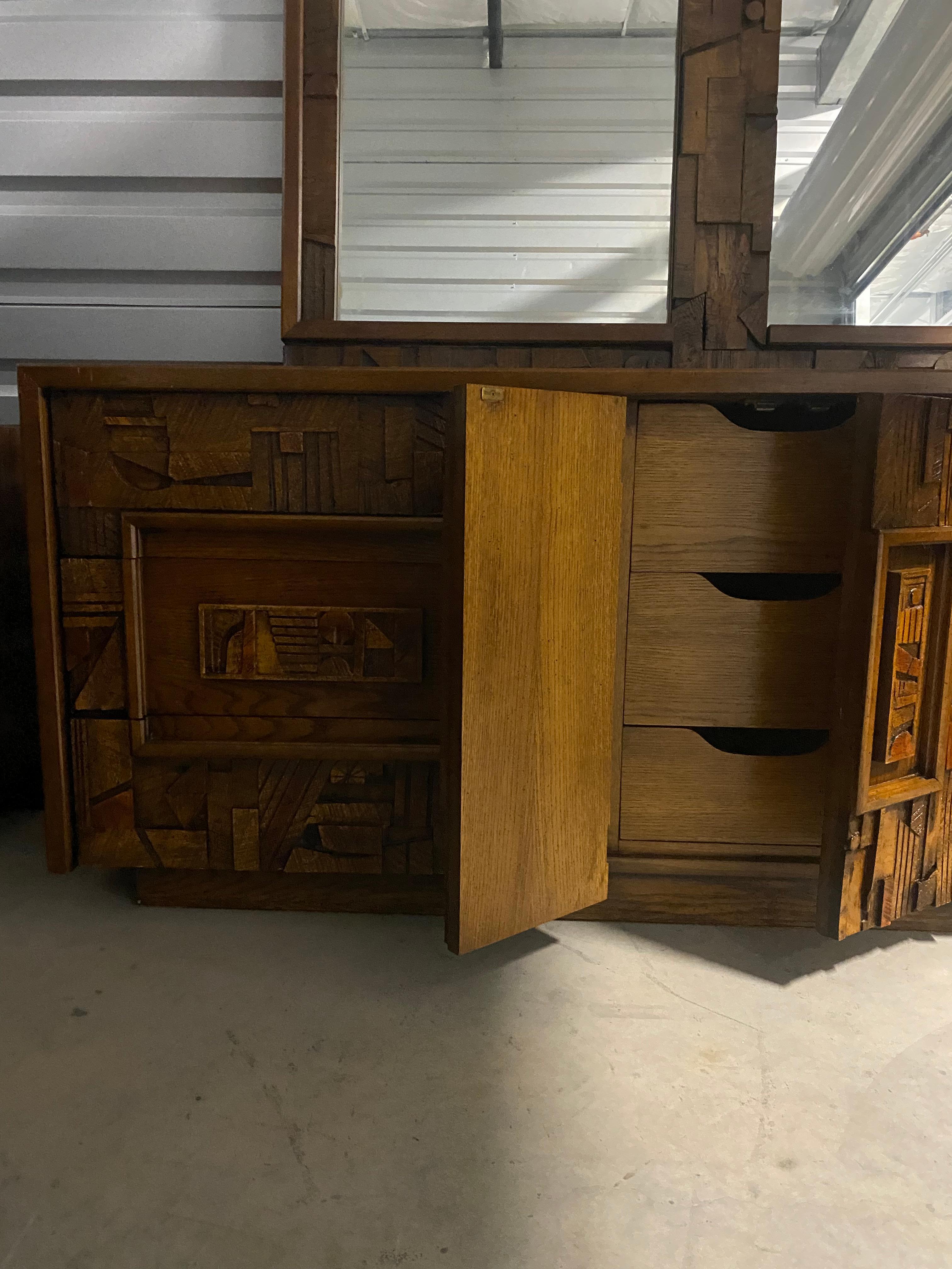 Pueblo Brutalist Dresser by Lane W/ Mirror Mid-Century Modern 8