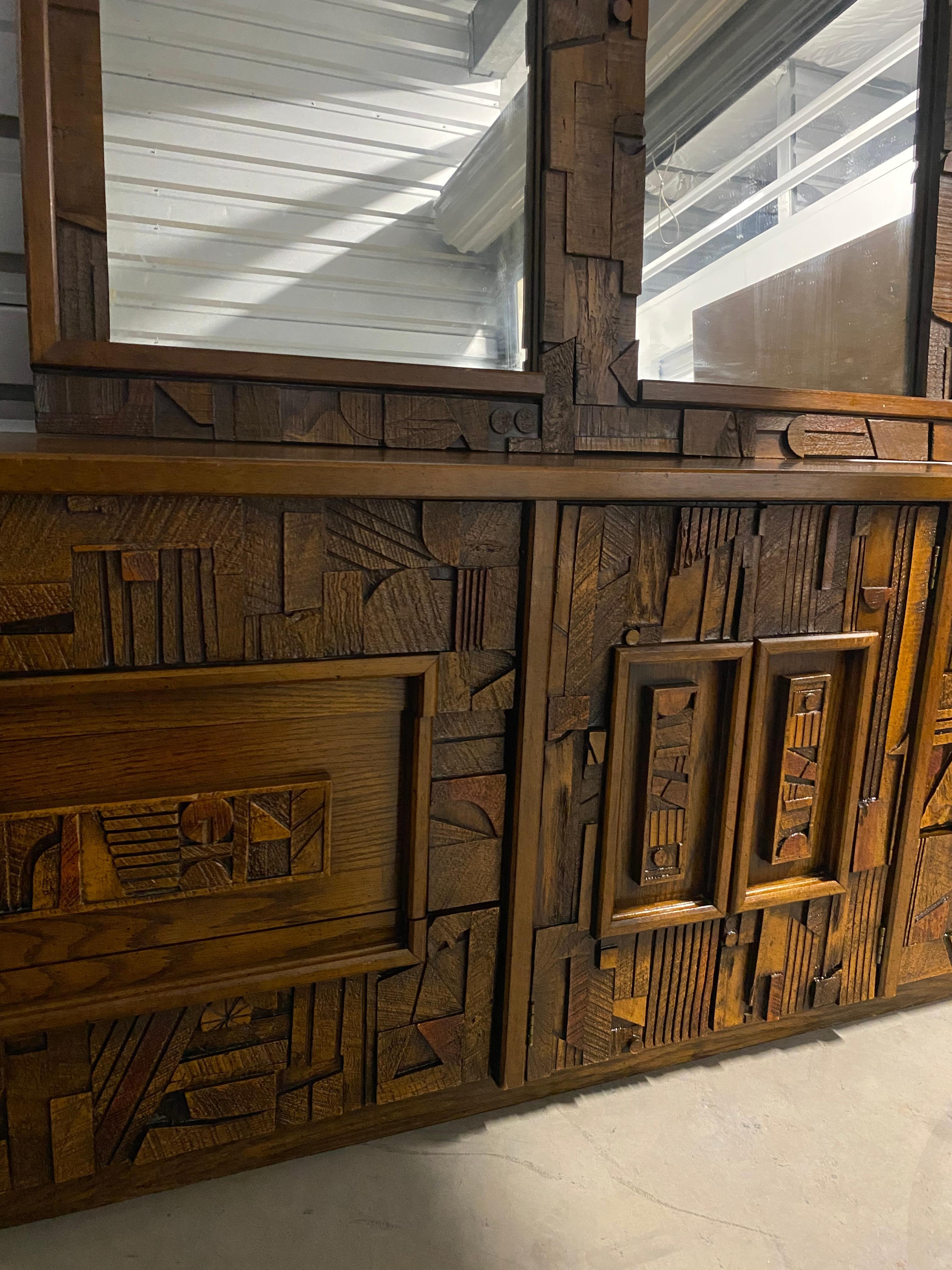 Pueblo Brutalist Dresser by Lane W/ Mirror Mid-Century Modern 2