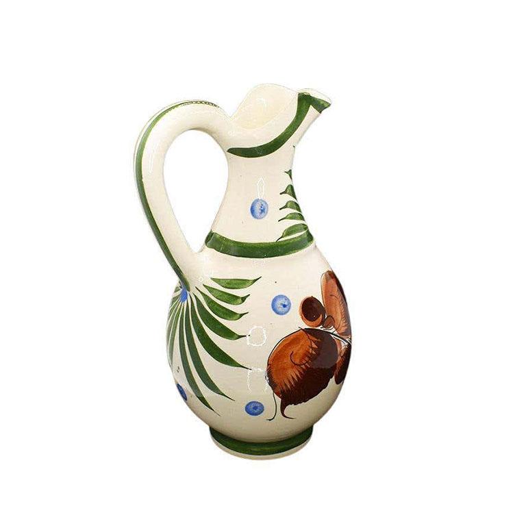 20th Century Pueblo Ceramic Floral Motif Water or Tea Pitcher, Mexico For Sale
