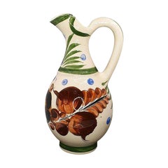 Pueblo Ceramic Floral Motif Water or Tea Pitcher, Mexico