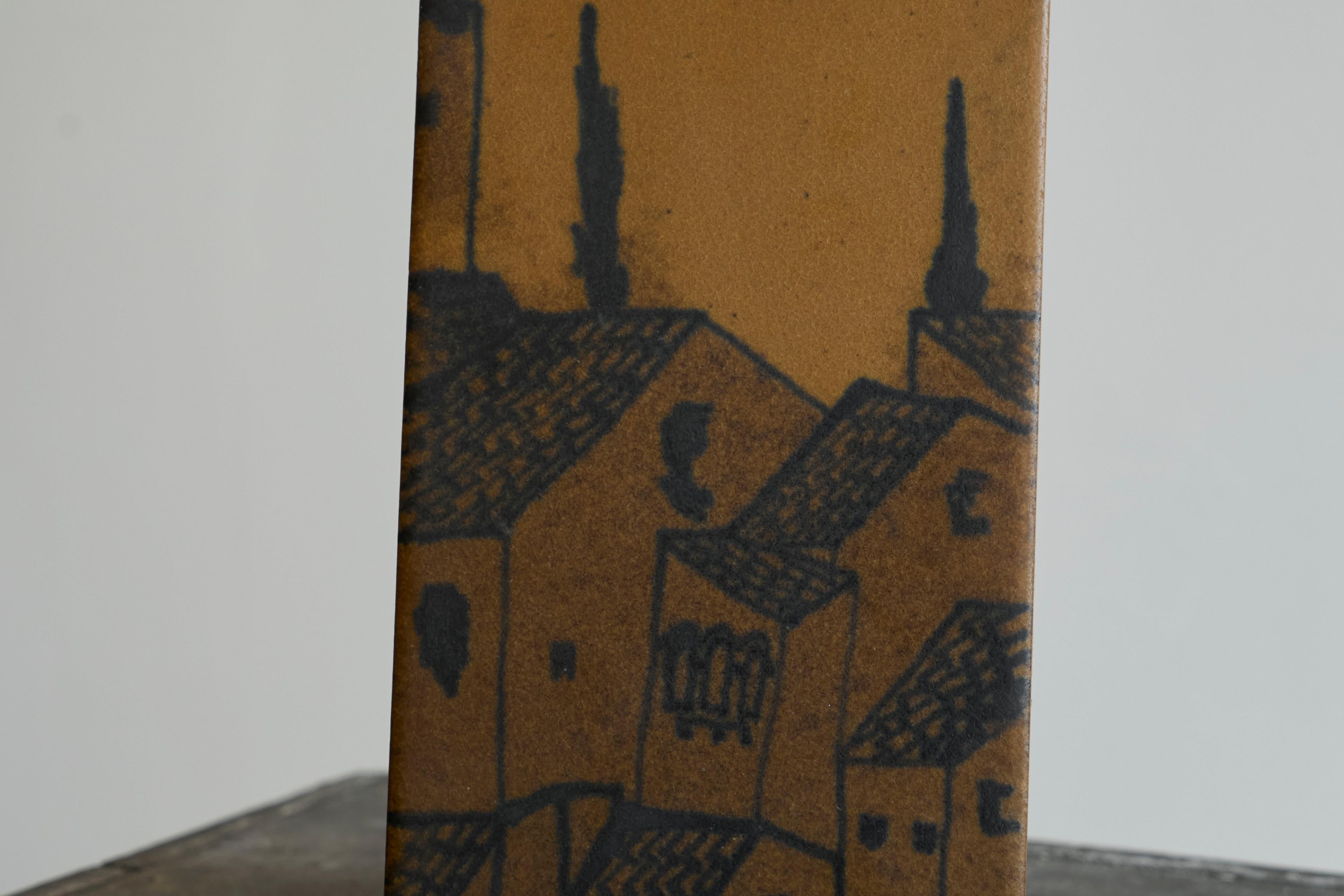 Pueblo' Dekorative Fliese Spanien 1960s (Handgefertigt) im Angebot