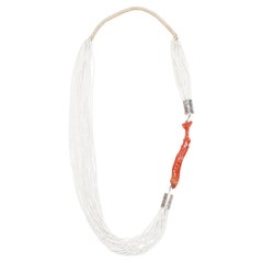 Pueblo Heishi Beaded Necklace with Red Coral