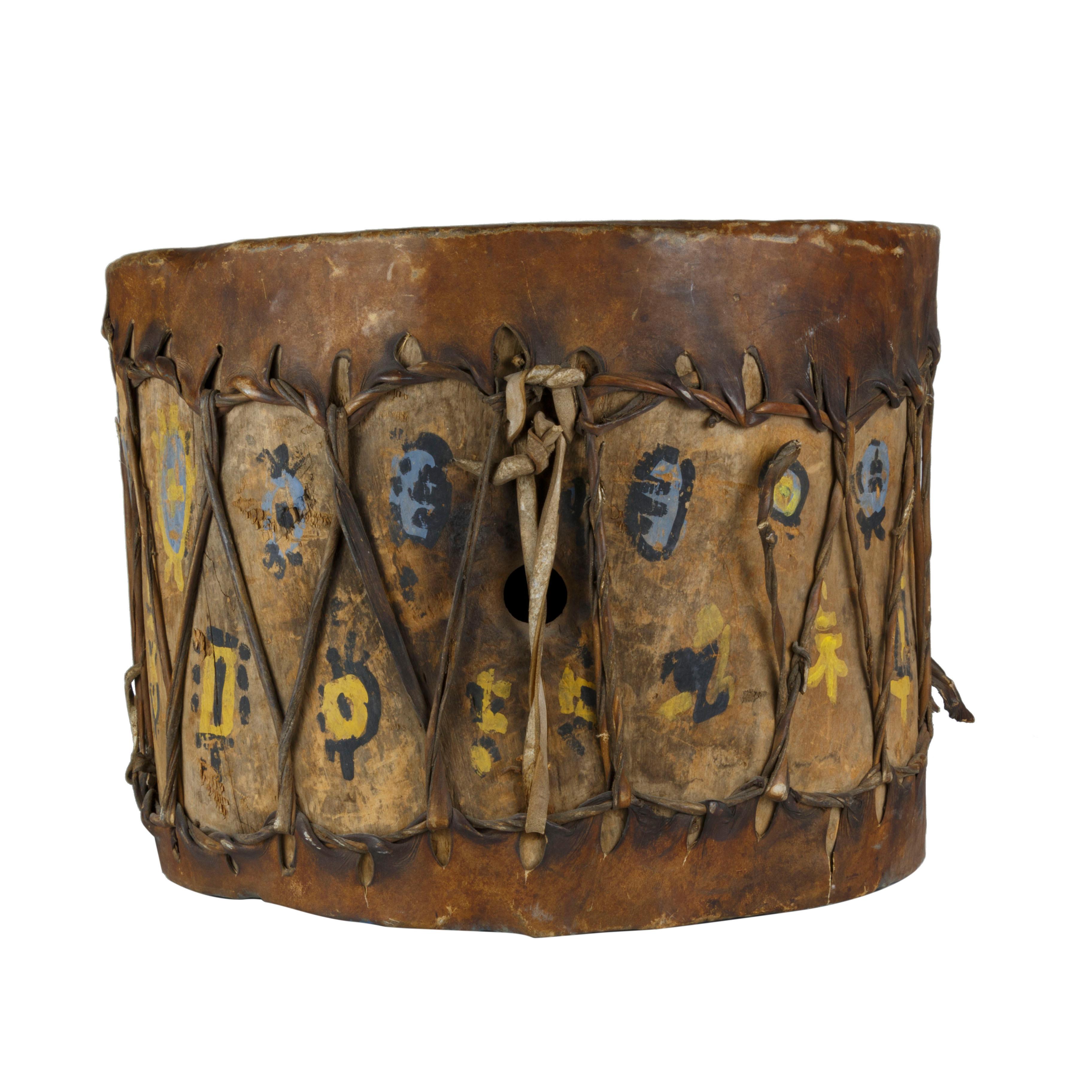 Pueblo Indian Cottonwood Trunk Drum For Sale