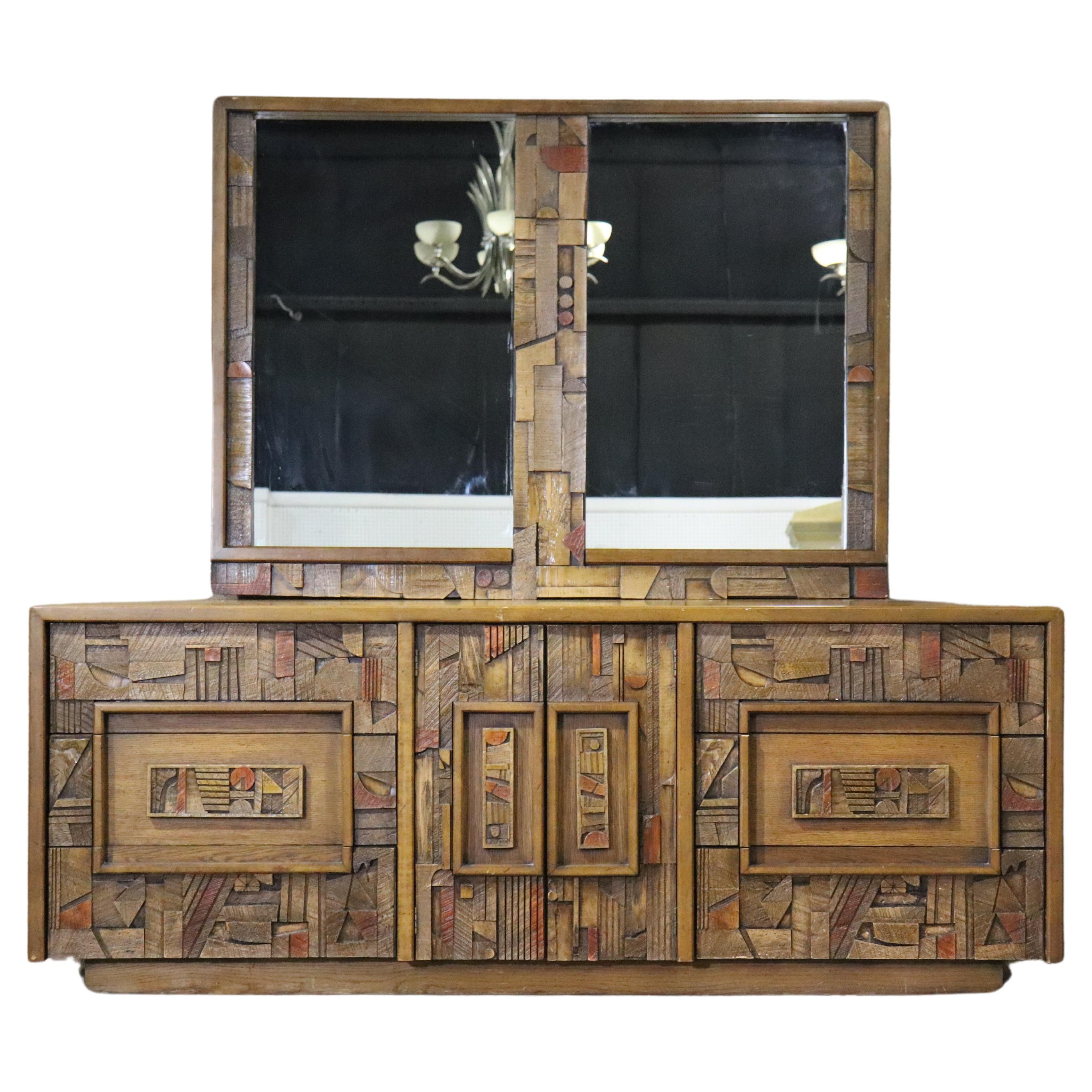 'Pueblo' Series Dresser w/ Mirror For Sale