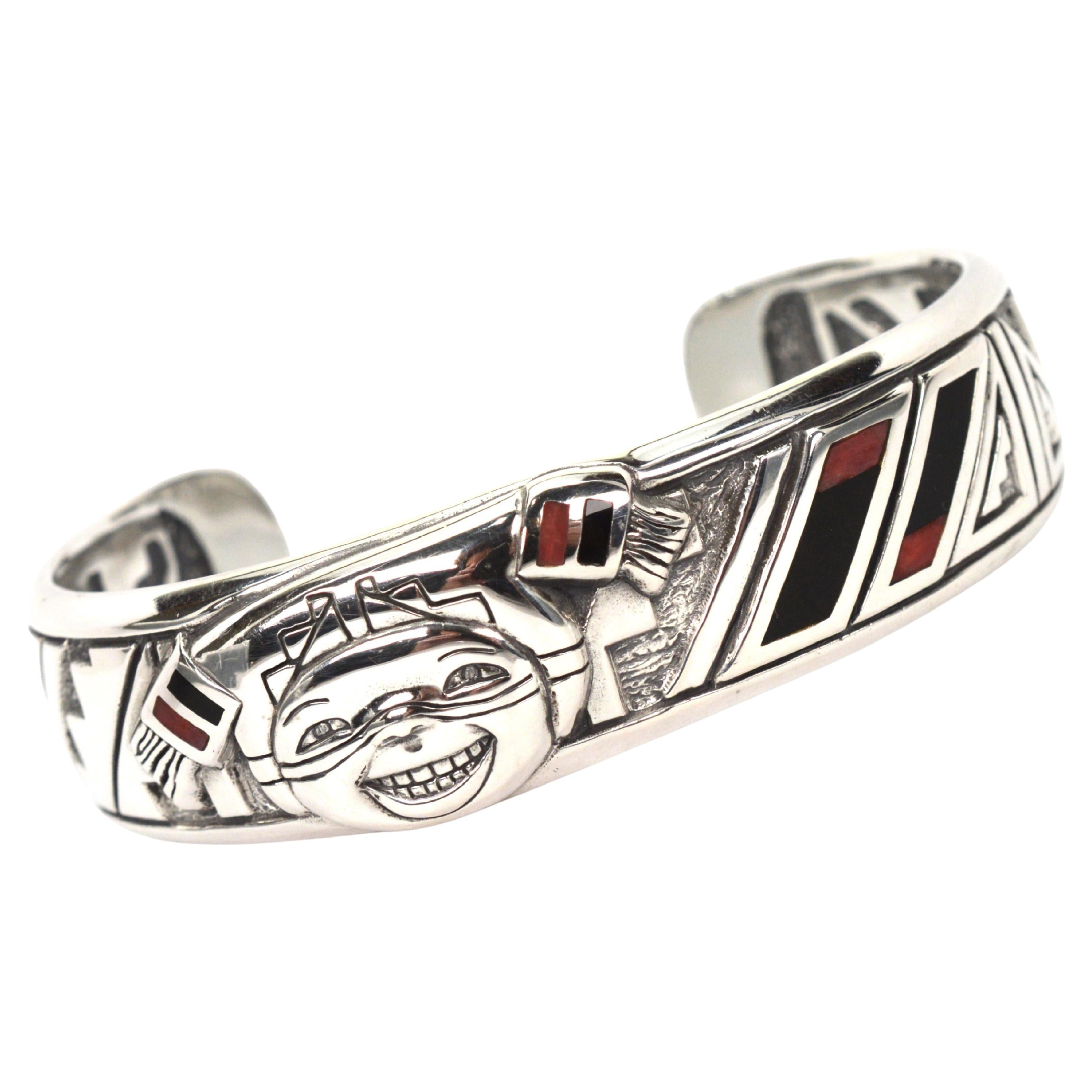 Pueblo Sterling Silver 925  Bracciale Koshari Clown di Kathleen Wall in vendita