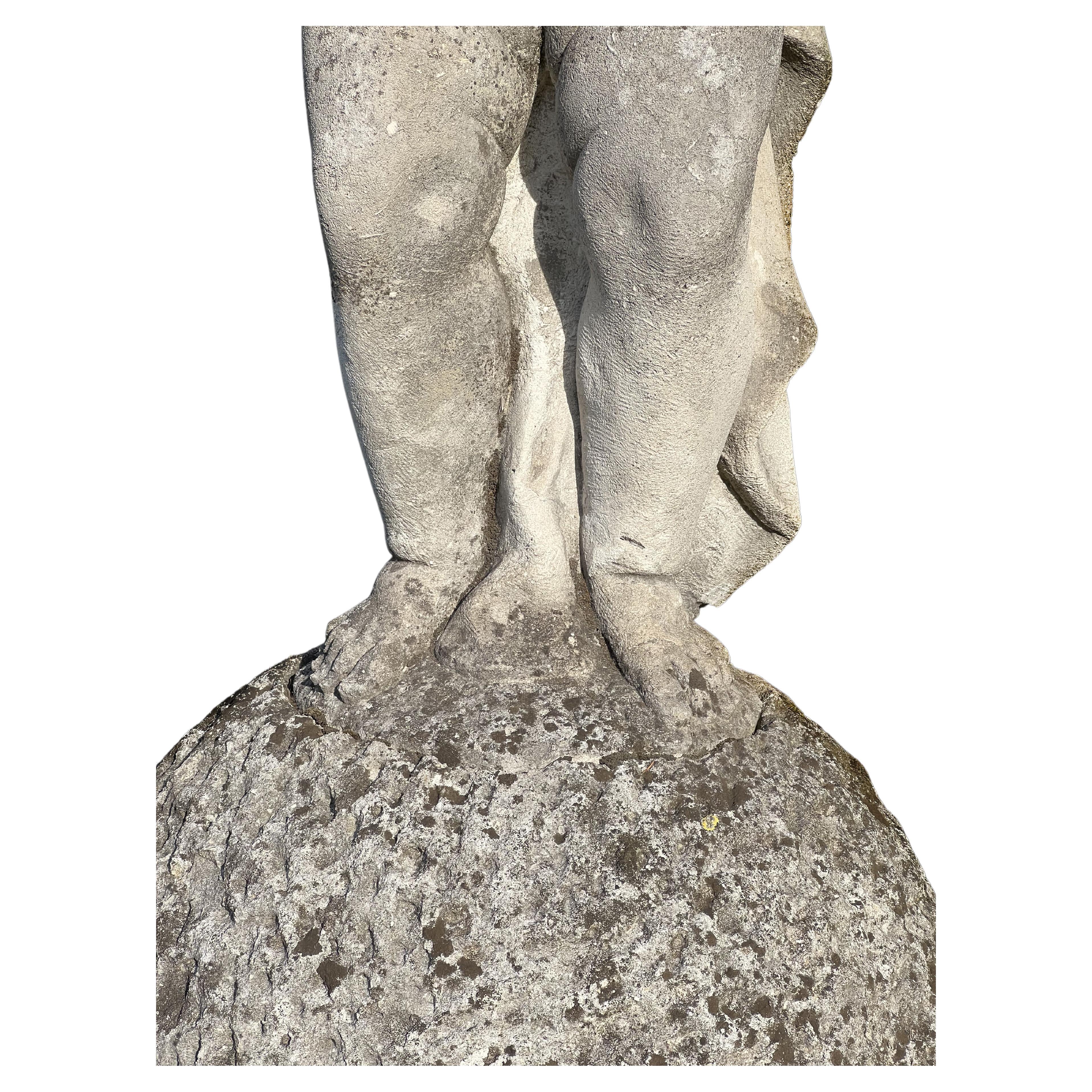 Classical Roman Puer Mingens, Charming Garden Sculpture in Vicenza Stone, 1960 For Sale
