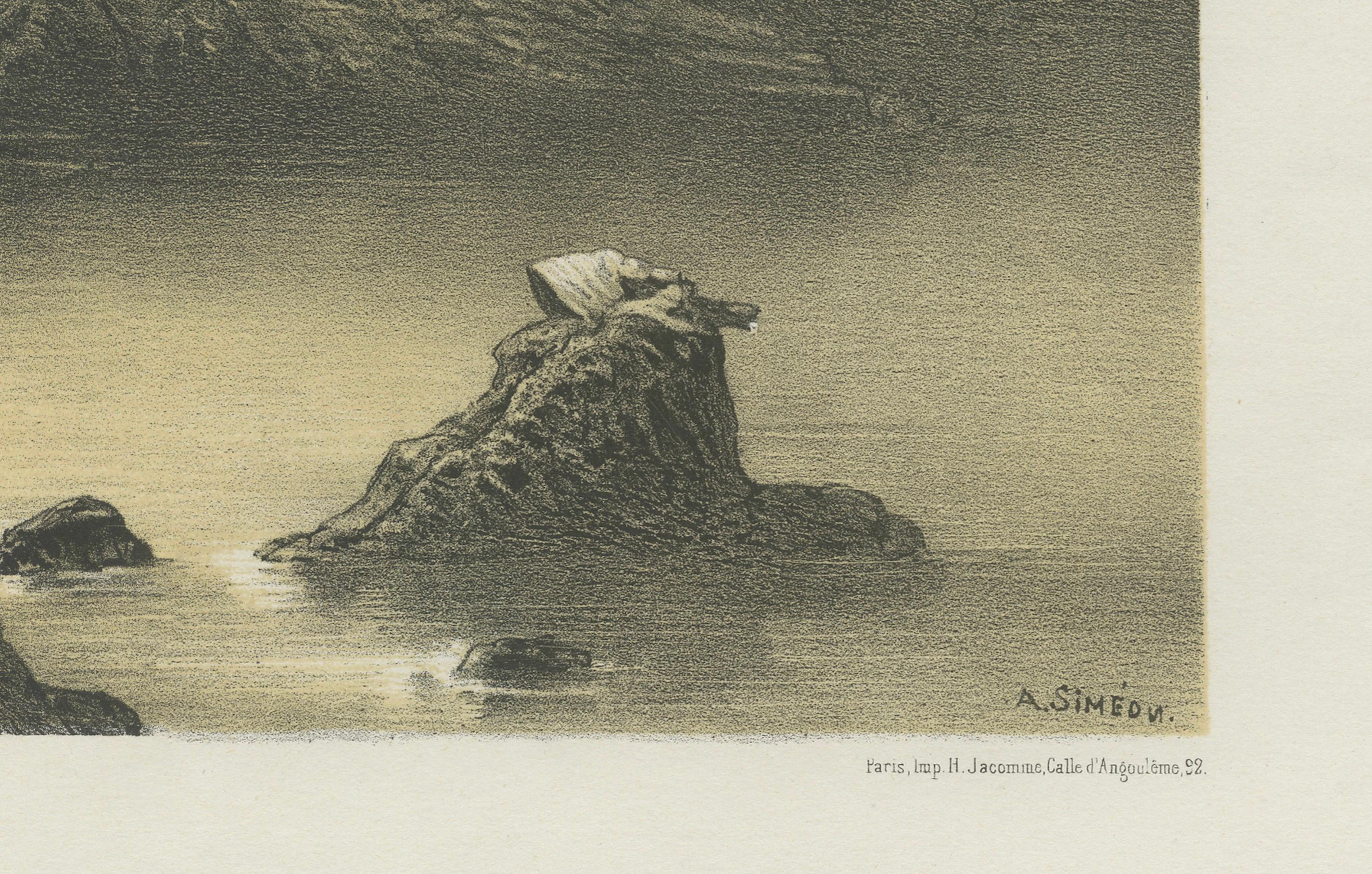 Mid-19th Century Puerto de Islay Peru – Antique Coastal Port Lithograph c.1865 For Sale
