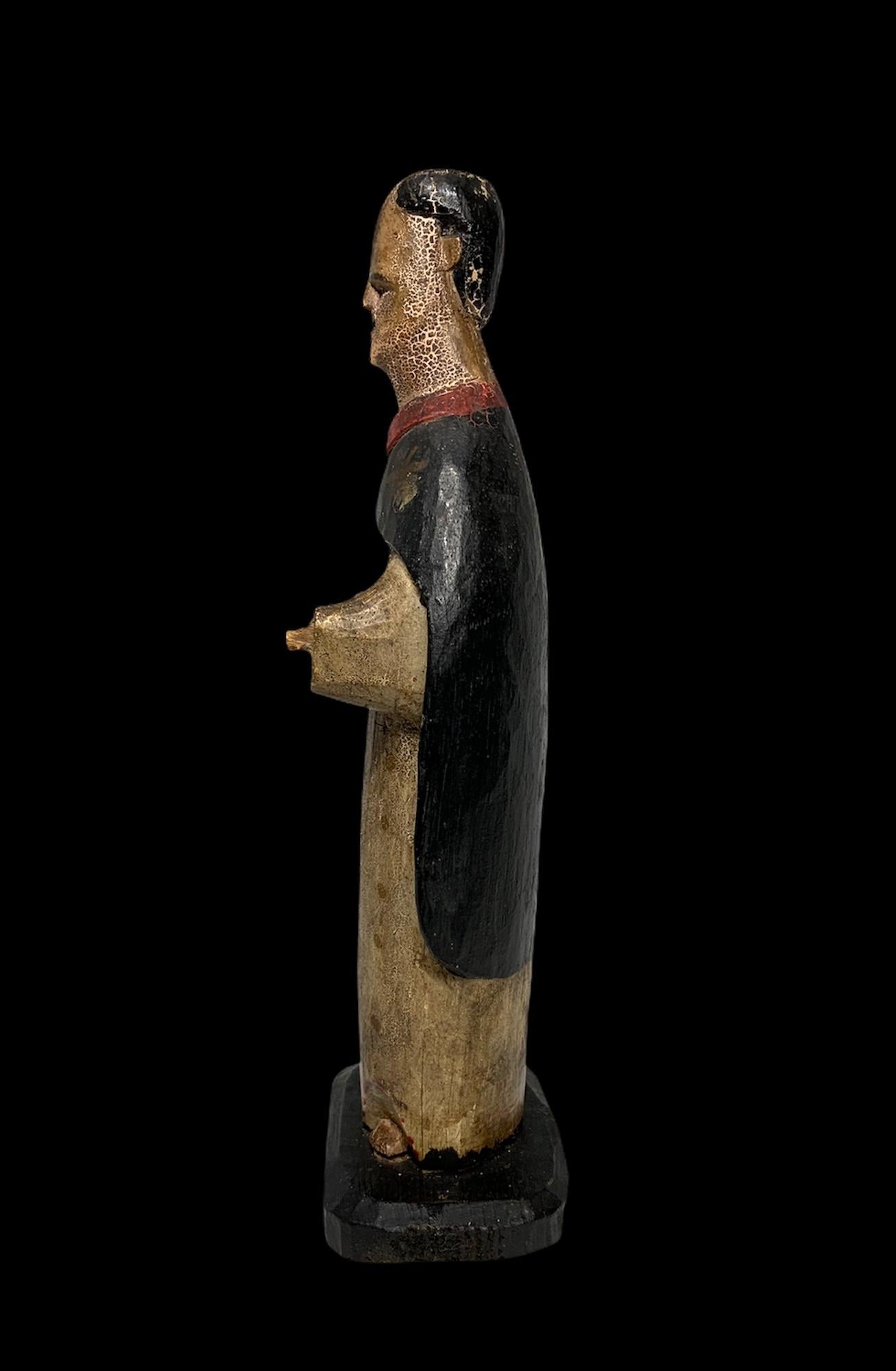 Arts and Crafts Puerto Rican 19th Century Santo de Palo of St. Anthony Wood Carving