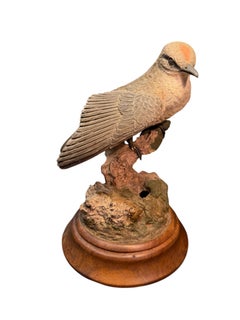 Puerto Rican Hand Carved Common Nightingale Sculpture By Ariel Soto