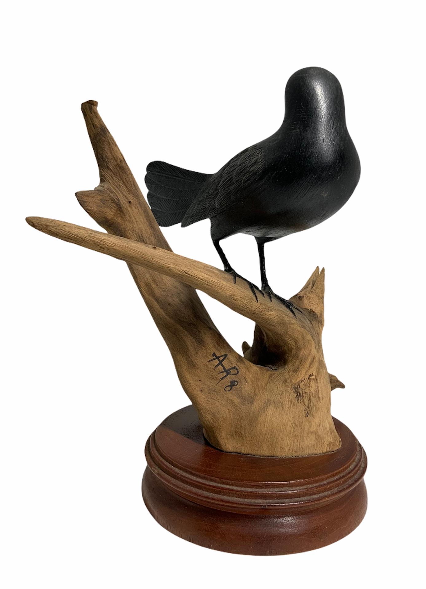 Hand-Carved Puerto Rican Hand Carved Wood “Greater Antillean Grackel�” Bird Sculpture