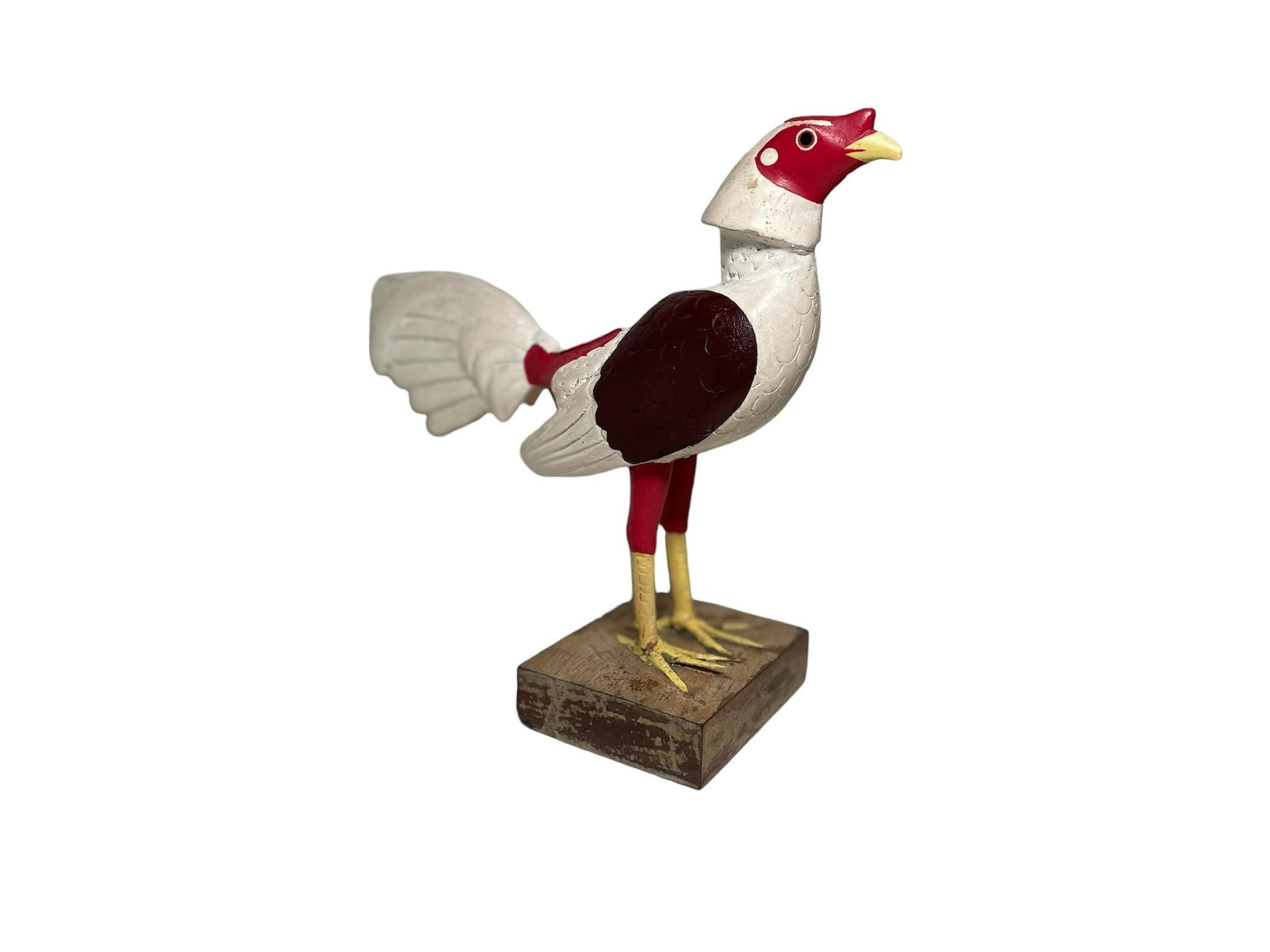 Puerto Ricanische handgefertigte Holz- Hahn-Skulptur aus Holz (amerikanisch) im Angebot