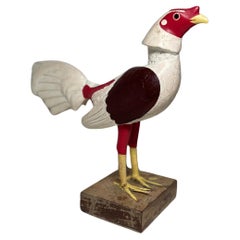 Scultura di gallo in legno portoricano realizzata a mano