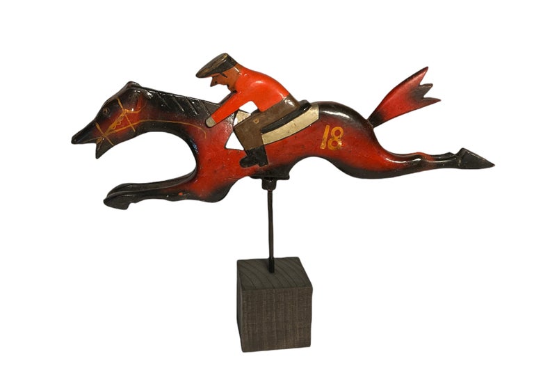 20th Century Puerto Rican Jockey and Horse Wood Sculpture-“Caballos De Pica” For Sale