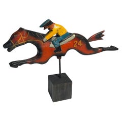 Puerto Rican Jockey and Horse Wood Sculpture-“Caballos De Pica”