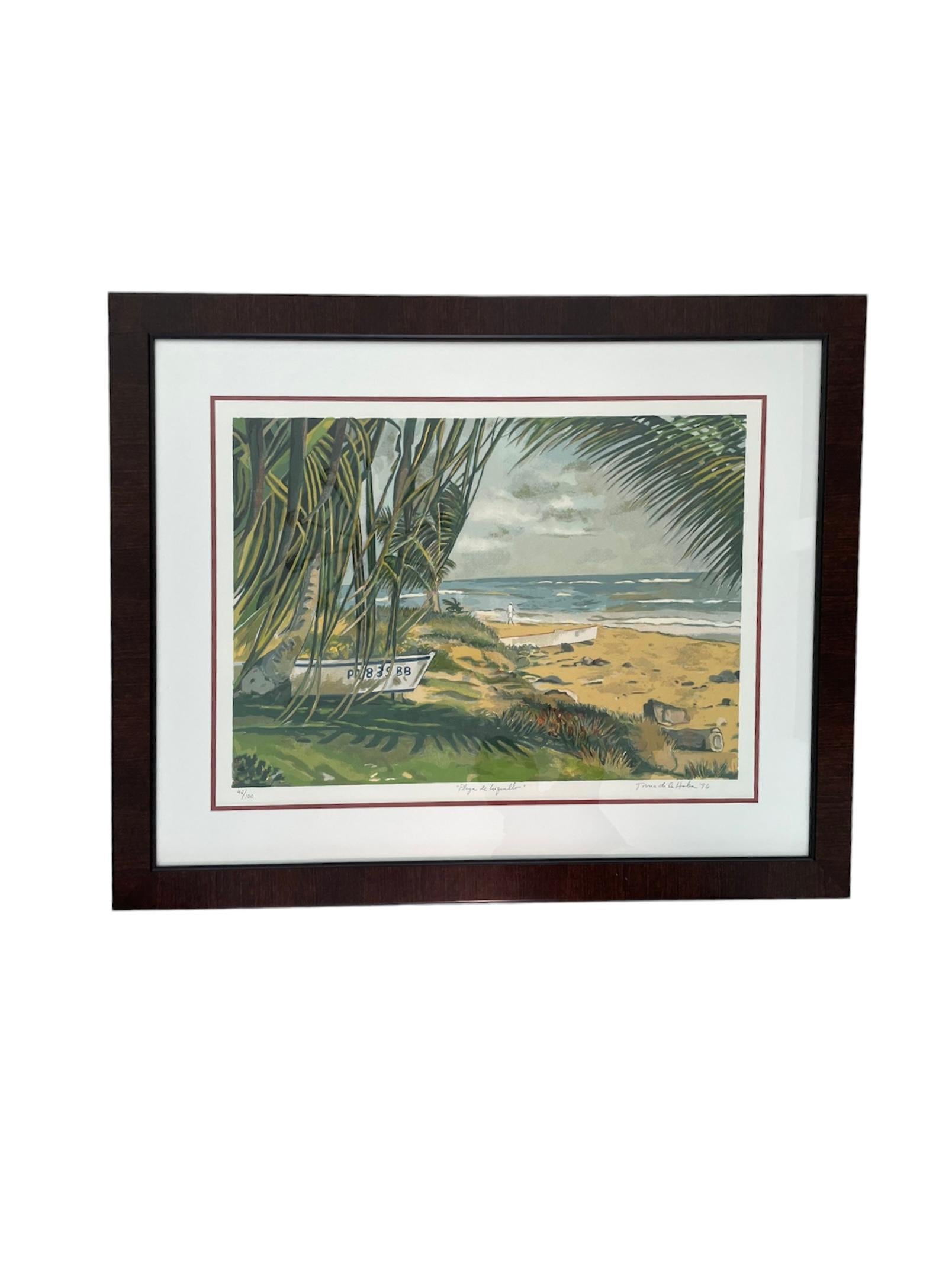 Puerto Rican Luquillo Beach Silk Screen Print For Sale 1