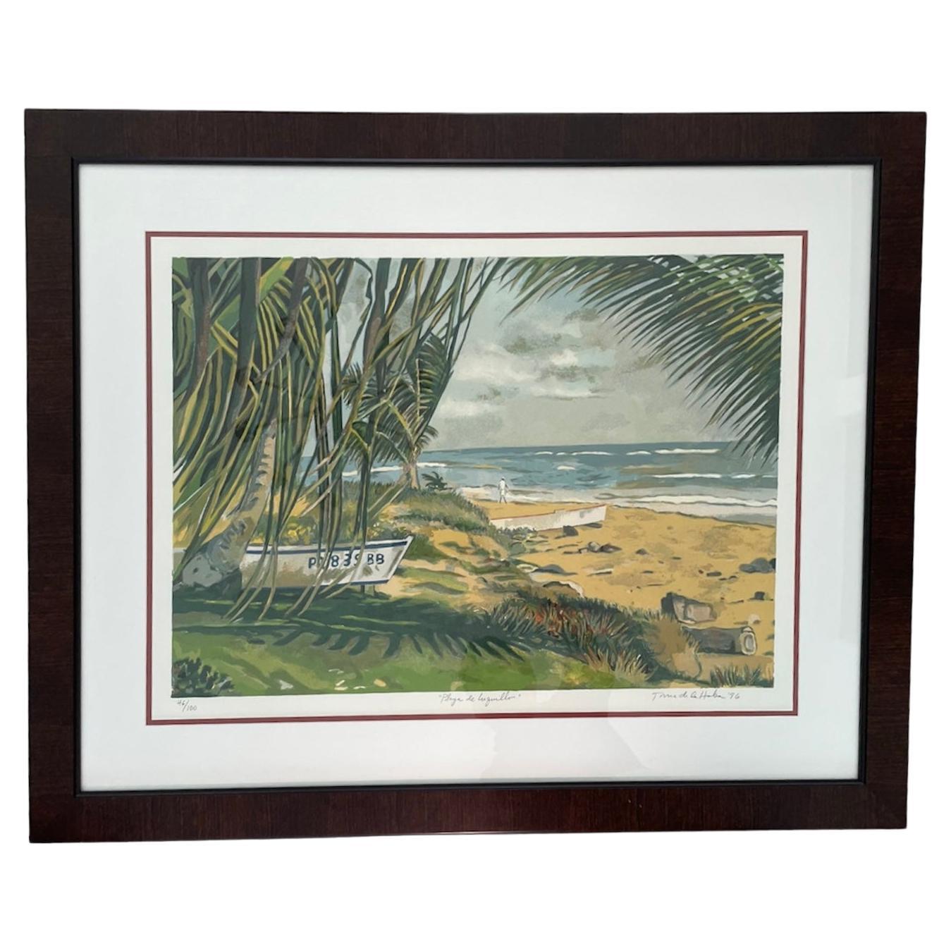 Puerto Rican Luquillo Beach Silk Screen Print For Sale