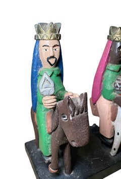 Puerto Rican Santos de Palos -Three Wise Men Wood Carved Sculptures