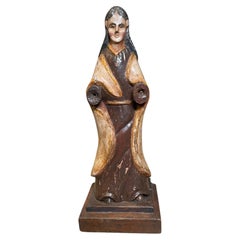 Puerto Rican Santos De Palos/Wood Carved Sculpture of Our Lady of Mount Carmel